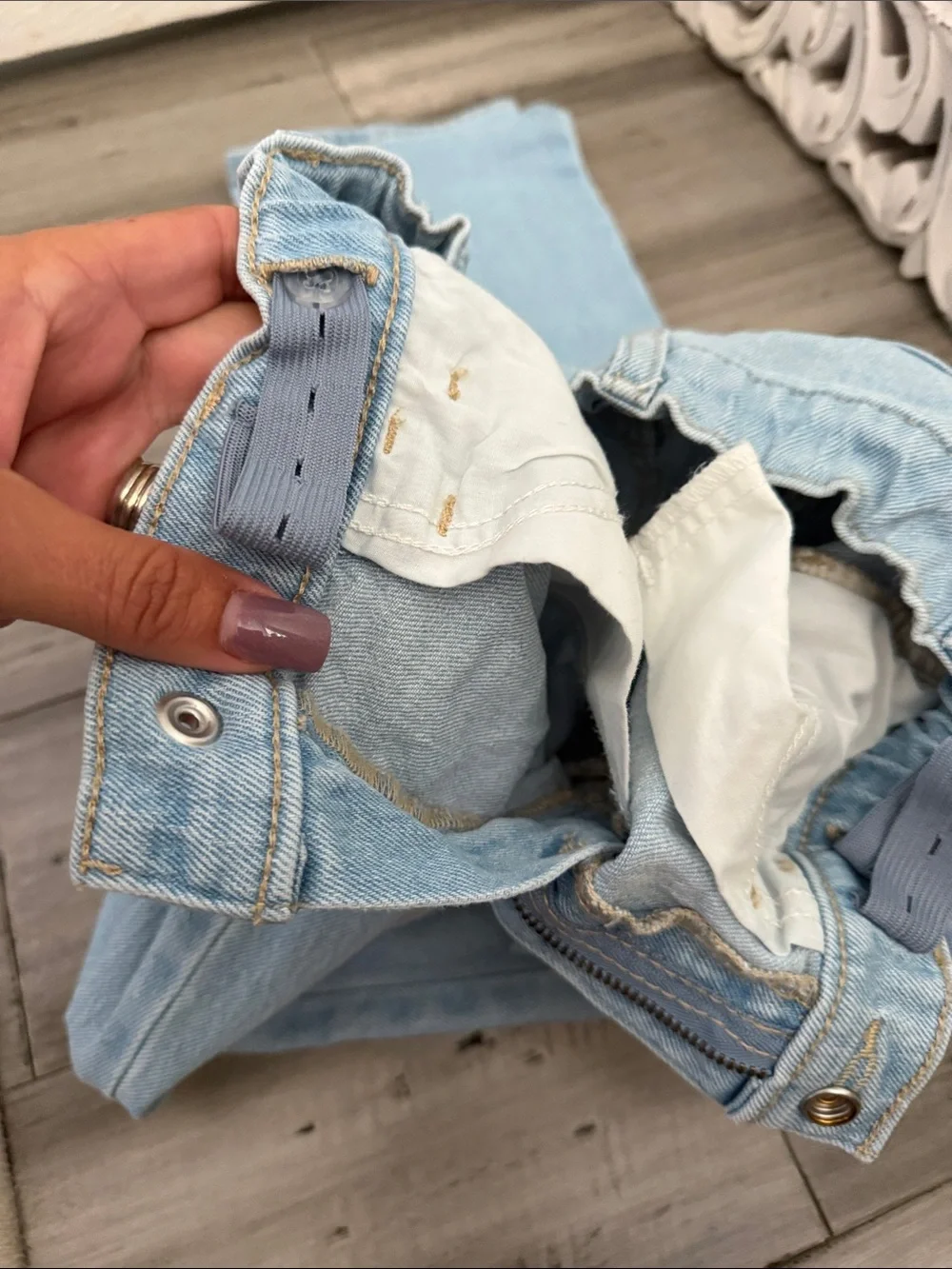 Old Navy Light Blue Distressed Flare Jeans